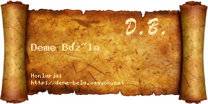 Deme Béla névjegykártya